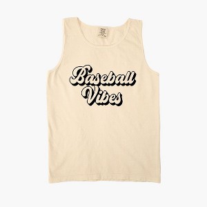 Simply Sage Market Women's Baseball Vibes Cursive Garment Dyed Heavy Weight Tank - 1 of 2