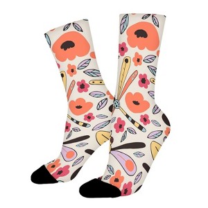 Dragonflies Patterns Women Printed Crew Socks Funny Funky Socks Soft Polyester Novelty Gifts for Artists Men - 1 of 1