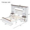 VYNXARIA Solid Pine Wood Platform Bed with Nightstands and Storage Shelf - White & Walnut - 4 of 4