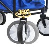 Kumasinova Heavy-Duty Folding Utility Wagon with Side Storage Pockets, Adjustable Handle & All-Terrain Wheels for Outdoor,Garden,Beach,Camping,Blue - 4 of 4