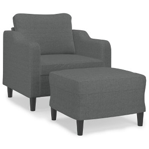 vidaXL Dark Gray Sofa Chair and Footstool Set – 100% Polyester Fabric Lounger – Lounge, Bedroom, Living Room Seating – Modern Design - Easy Assembly - 1 of 4