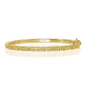 Bella Silver Sterling Silver Byzantine Design Bangle - Gold Plated - Gold - 1 of 3