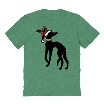 Rerun Island Men's Christmas Greyhound Short Sleeve Graphic Cotton T-Shirt