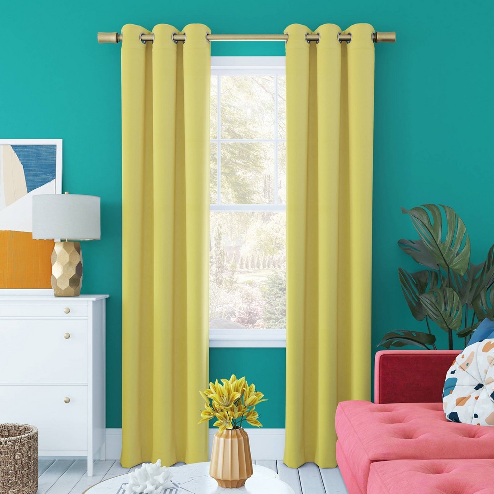 Photos - Curtains & Drapes 63"x40" Harper Bright Vibes Grommet Top 100 Blackout Curtain Panel Yellow