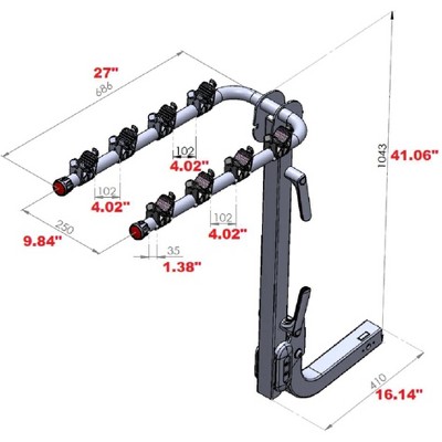 Buy KAC K4 2" Hitch Mounted Rack 4-Bike Platform Style Carrier For Standard, Fat Tire, And - View #3