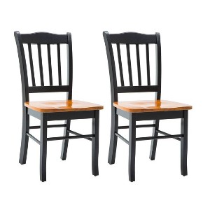 Set of 2 Shaker Wood Dining Chairs Black/Oak - Boraam: Rubberwood, Farmhouse Style, 300lbs Capacity - 1 of 4