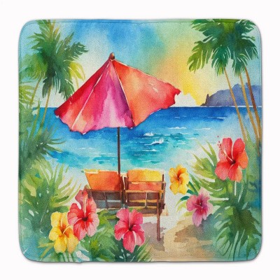 LunaLulinlk Hibiscus in Watercolor Memory Foam Kitchen Mat