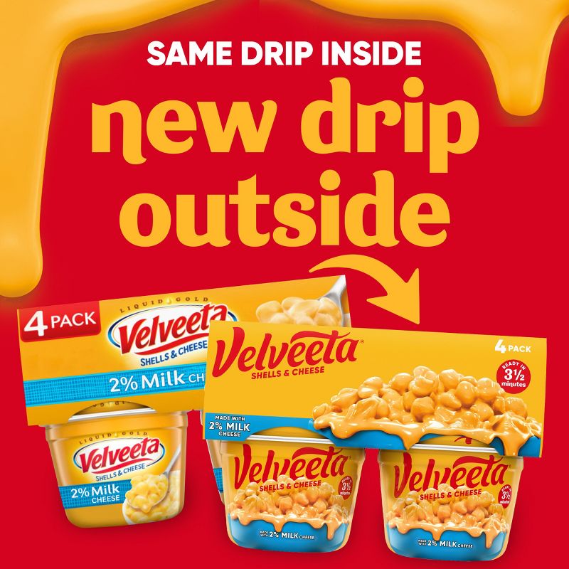 Velveeta Shells &#38; Cheese Original Mac and Cheese Cups Easy Microwavable Dinner with 2% Milk - 8.76oz/4ct, 3 of 11