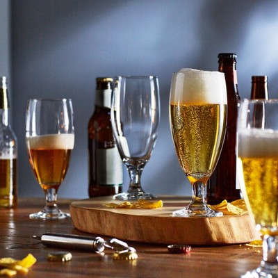 Libby Glass Budweiser Feliz Navidad Pint Beer Glasses Set of 4 New 