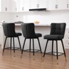 Bekrvio 26" Swivel Counter Height Bar Stools Set of 2,Modern Faux Leather Upholstered with Back,Counter Stool Chairs for Kitchen Island - 2 of 4