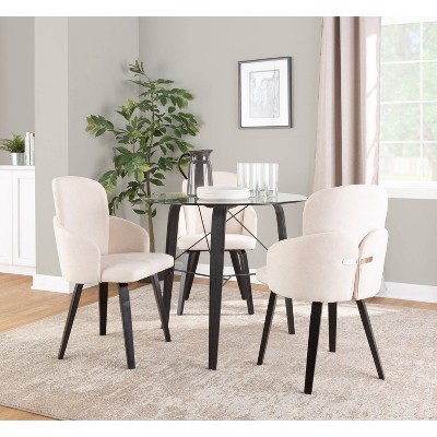 CosmoFlair 39" Round Walnut & Clear Glass Dining Table