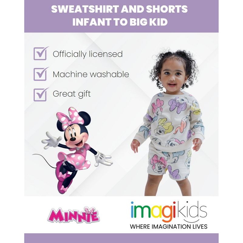 Disney Minnie Mouse French Terry Sweatshirt and Shorts Infant to Big Kid, 3 of 7