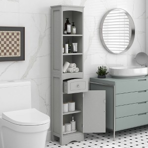 NicBex 67" Tall Bathroom Cabinet with 3 Shelves,1 Drawer&1 Door,Modern Space-Saving Corner Cabinet for Bathroom,Bathroom Organizer - 1 of 4