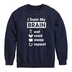 Boys' - Instant Message - I Train My Brain Graphic Long Sleeve Fleece Sweatshirt - 1 of 4