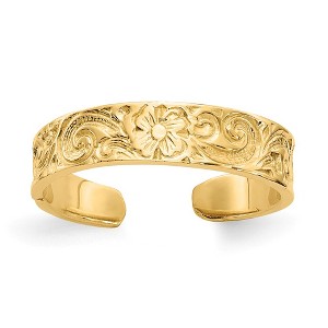 Black Bow Jewelry Flower/Scroll Toe Ring in 14K Yellow Gold - 1 of 4