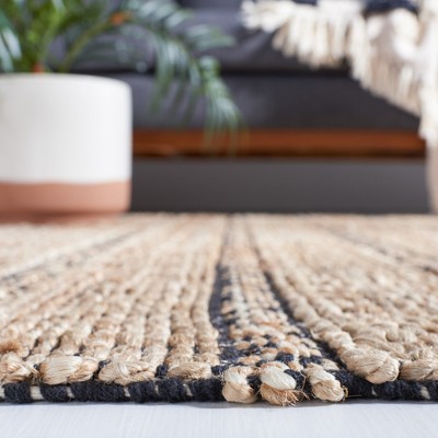 Handwoven Cotton-Jute Blend Rug in Black & Natural - 3' x 5'