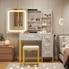 Vanity Desk with Mirror and Lights, Power Outlets, Vanity Desk with Sliding LED Lighted Mirror - 2 of 4