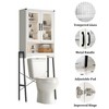 Over The Toilet Storage Cabinet with Tempered Glass Doors, Tall Freestanding Shelf/Rack - 3 of 4