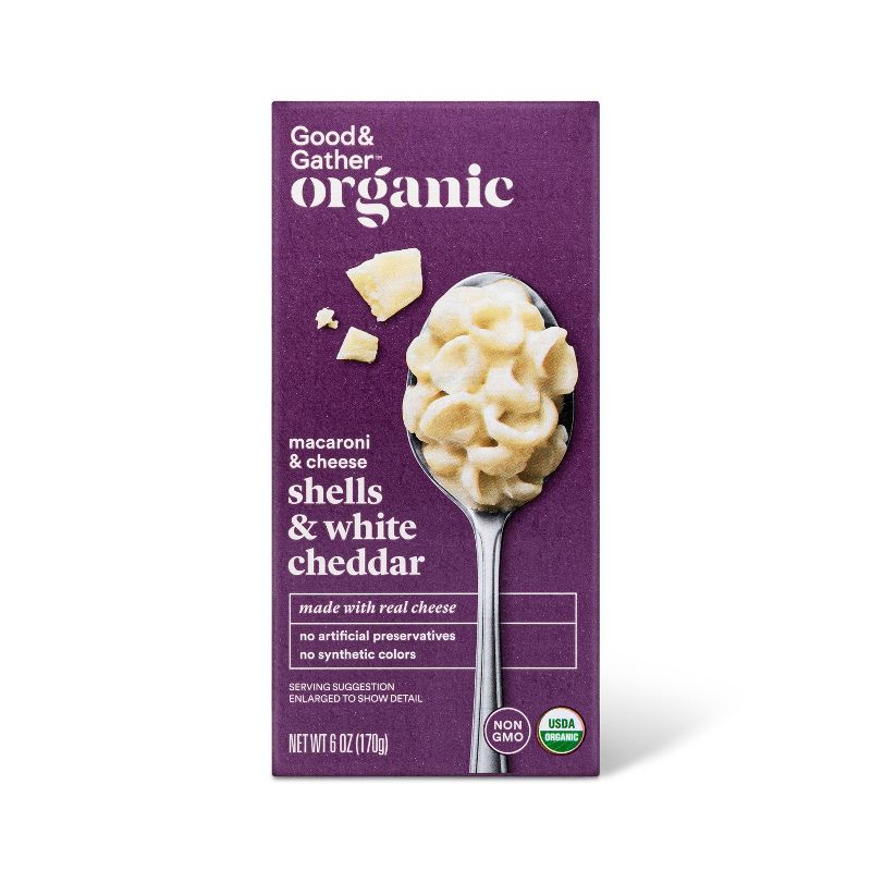 Organic Shells &#38; White Cheddar Macaroni and Cheese - 6oz - Good &#38; Gather&#8482;, 1 of 7
