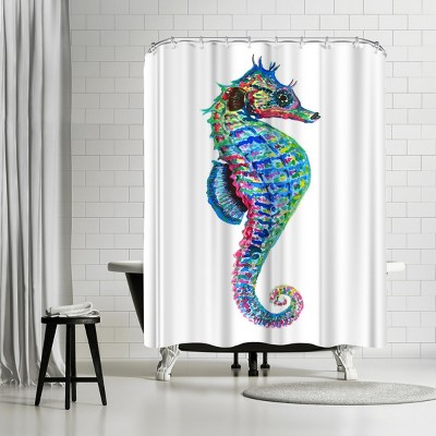 Americanflat Colorful Seahorse Facing Right by Tj Heiser 71" x 74" Shower Curtain