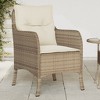 vidaXL Patio Chairs with Cushions 2 pcs - Beige Poly Rattan Outdoor Garden Chairs, Steel Frame, 23x26.4x33.9 Inches - 2 of 4