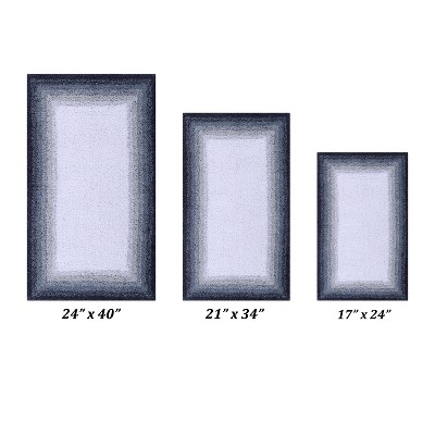 Torrent Collection 3 Piece 100% Soft Cotton Tufted Weave Bath Rug Set, Ombre Pattern, Super Soft & Absorbent, Machine Washable Bathroom Mats