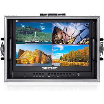 SEETEC 15.6 Inch 4K HDMI Multiview Portable Carry-on Broadcast Director Monitor with 1920 x 1080 Pixels 4 HDMI Input Output Quad Split Display