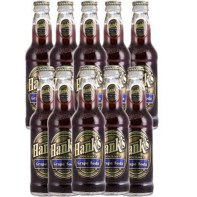 Hank's Genuine Gourmet Grape Soda, 12 fl oz Bottles – Premium Craft Soda with Tart, Juicy Flavor. -  Crisp and Refreshing, Pack of 10
