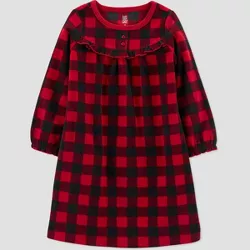 Carter's Just One You® Girls' Buffalo Check Fleece NightGown - Black/Red