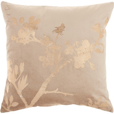 Mina Victory Luminecence Metallic Blossom Rose Gold Pillow - 18"X18"