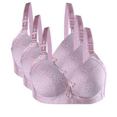 Allegra K Women's Comfortable Soft Stretchy Full Coverage Non-Wired Bra 3 Pcs