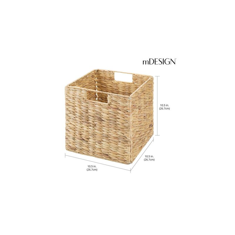 mDesign Hyacinth Woven Cube Bin Basket Organizer, Handles, 2 Pack, Natural/Tan, 4 of 10