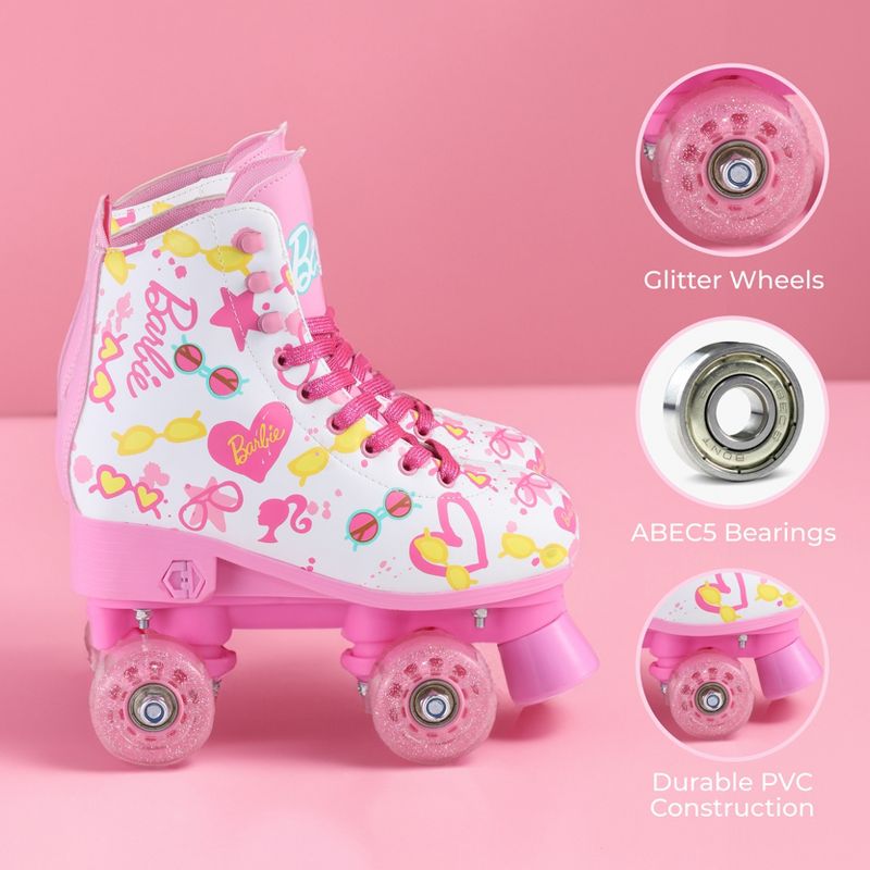 Barbie Roller Skates - Adjustable Sizes 3-6 & 12-2, Glitter Wheels, ABEC5 Bearings, 2 of 7