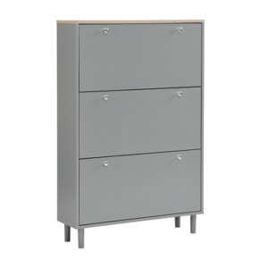 TIRAMISUBEST Dark Oak Sleek Shoe Rack-Narrow Cabinet with Barn Door Design, 2 Flip Drawers & Open Storage for Entryway - 1 of 4