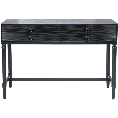 Riviera Elegance Black Wood and Metal Console Table with Storage