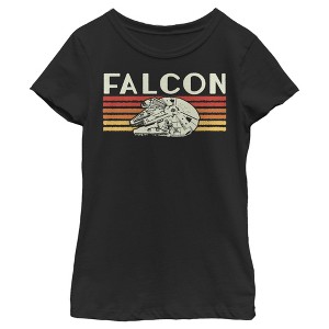 Girl's Star Wars Millennium Falcon Retro Stripes T-Shirt - 1 of 3