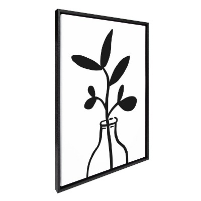 Modern Black and White Botanical Vase Canvas Print