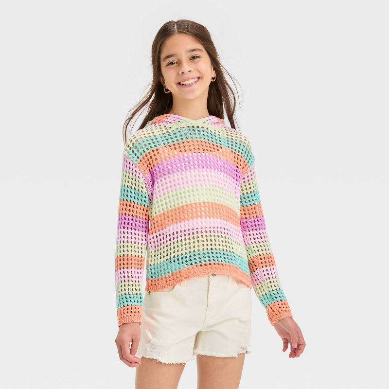 Girls' Open Knit Pullover Sweater - art class™, 1 of 7