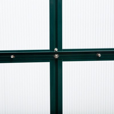 Dark Green Aluminum Polycarbonate Walk-In Greenhouse with Vent