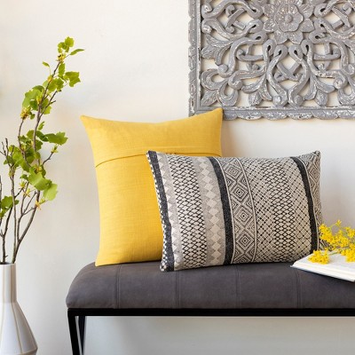 Mustard Yellow 18" Square Polyester Cottage Pillow Cover