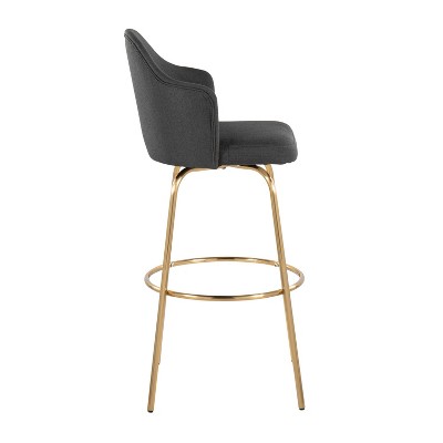 Ahoy 24" Contemporary Swivel Barstool in Gold and Charcoal
