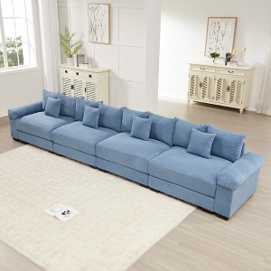 Oversized 167.6" Corduroy Cloud Modular 4-seater Sectional Sofa with Thick Cushion and Wide Armrests, 4-Piece Free combination Sofa - 1 of 4
