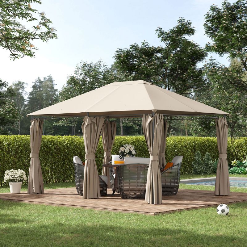 Outsunny 10' x 13' Outdoor Patio Gazebo Canopy Shelter with 6 Removable Sidewalls, & Steel Frame for Garden, Lawn, Backyard and Deck, 2 of 9