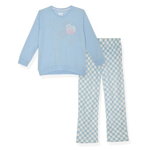 Sleep On It Girls 2-piece Brushed Jersey Pajama Set - Dreams, Blue