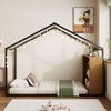 CAVINAS Twin/Full Size House Bed Frame with Shelves & Lights,Metal Floor Bed for Kids Room,Bedroom - 3 of 4