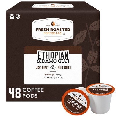 Fresh Roasted Coffee - 48 CT Ethiopian Sidamo Guji Light Roast Single Serve Pods