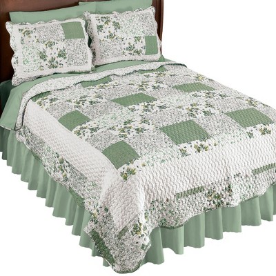 Collections Etc Hadley Floral Patchwork Reversible Lightweight Quilt