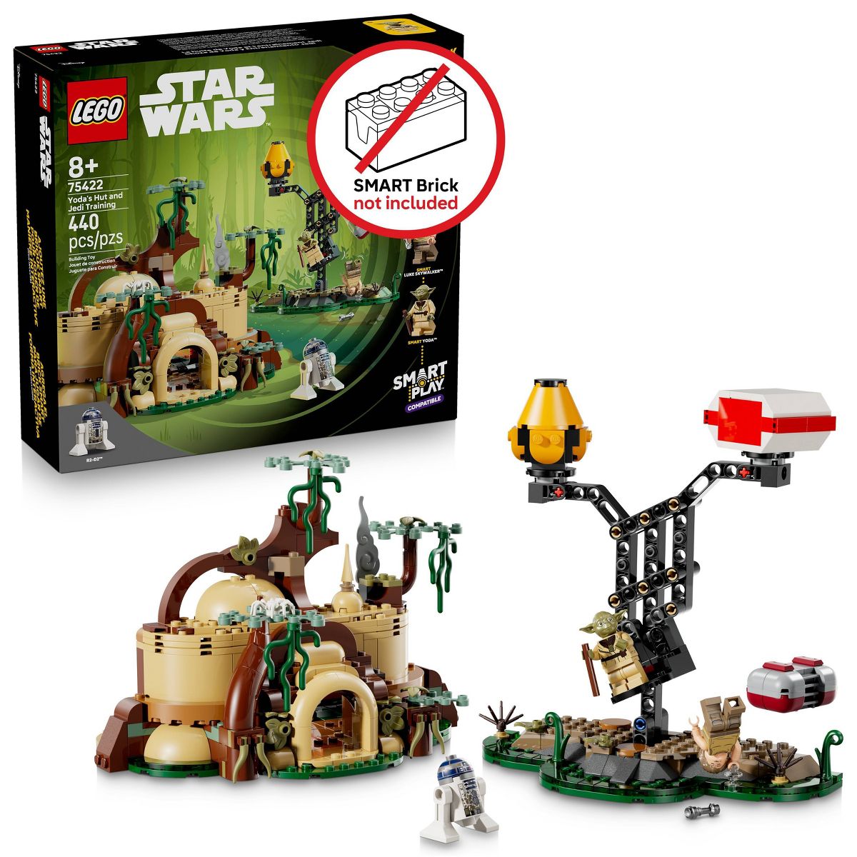 LEGO Star Wars SMART Play Yoda's Hut and Jedi Training 75422, 440 Pieces (SMART Brick Not Included)