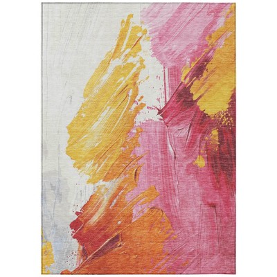 HomeRoots 10' X 14' Blush Gold And Orange Abstract Washable Indoor Outdoor Area Rug