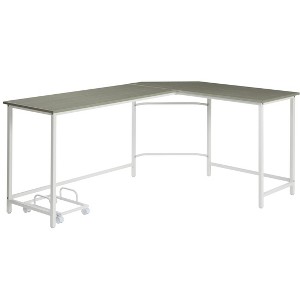 Vynxaria Gray White Finish Computer Desk Modern Dual Tone Workstation for Home Office Study Spaces - 1 of 4